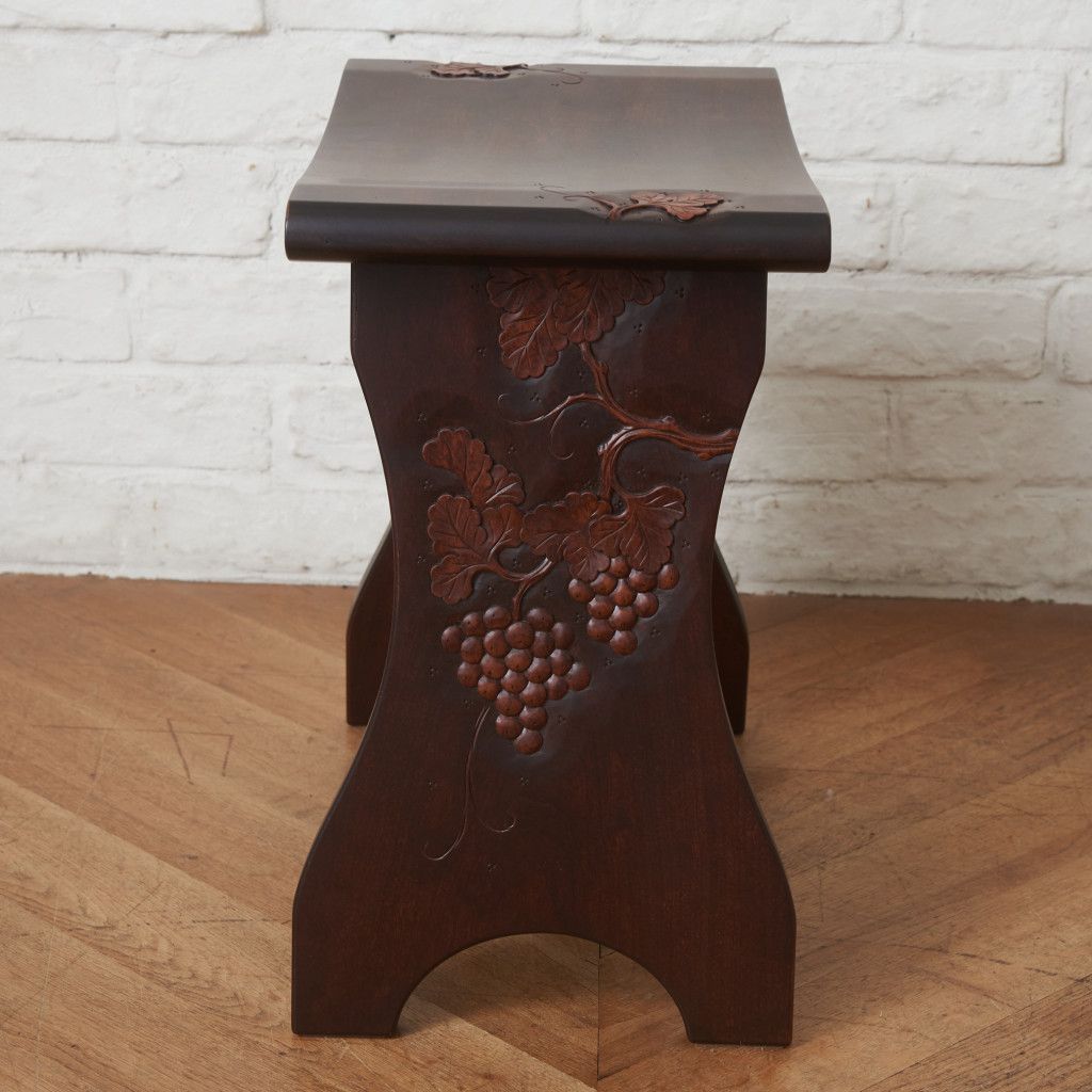 伝統工芸 軽井沢彫り スツール 葡萄 木彫刻 イス 腰掛け 椅子 チェア