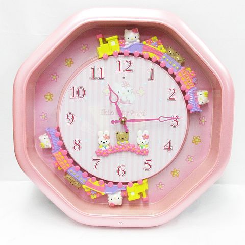 【完動品 美品】CITIZEN サンリオ ハローキティ 掛け時計 ピンクパール 希少 レア 当時物 美品 保管品 簡易動作確認済み CITIZEN シチズン