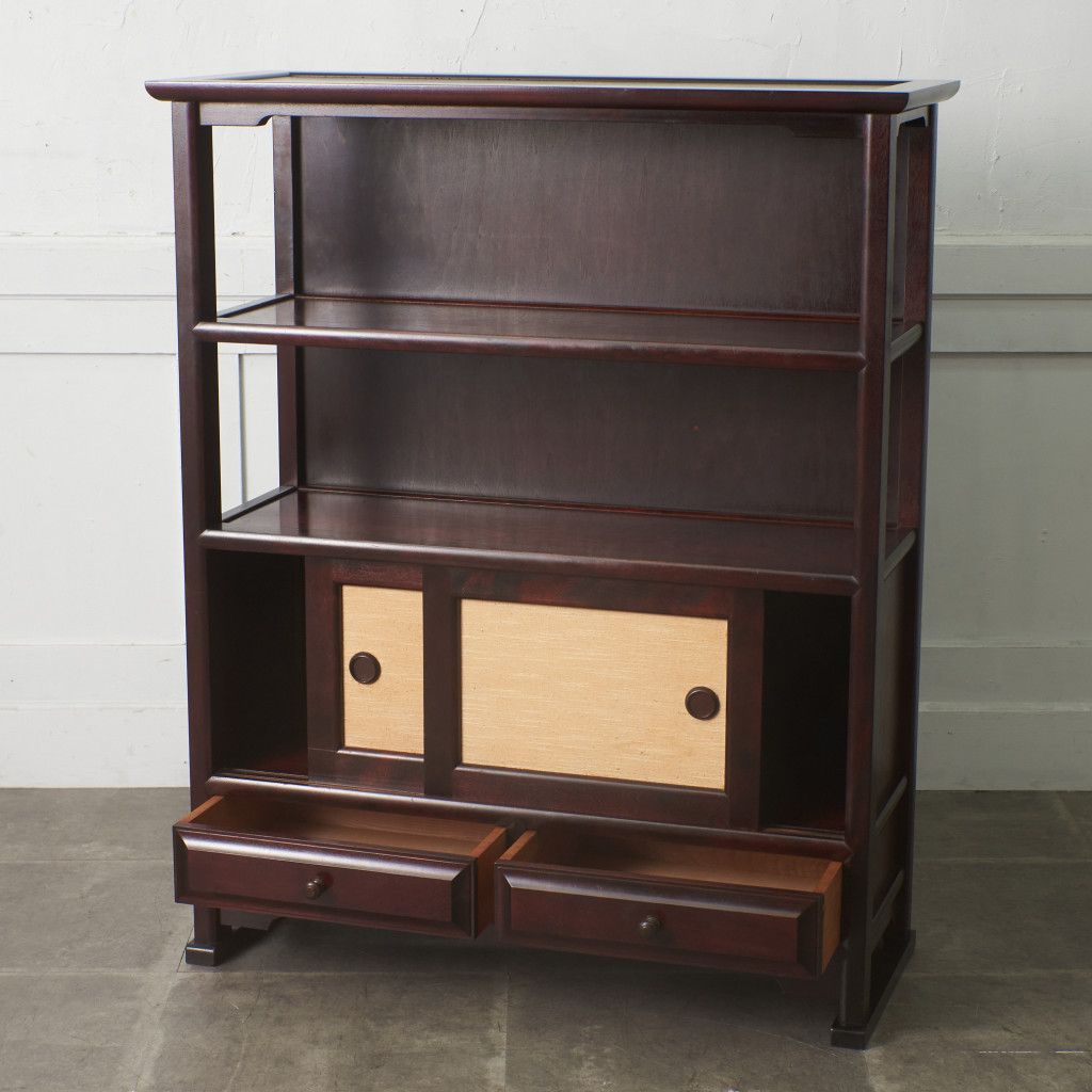 北海道民芸家具 茶棚 茶箪笥 飾り棚 樺 無垢材 管理No.i4※ 北海道民芸