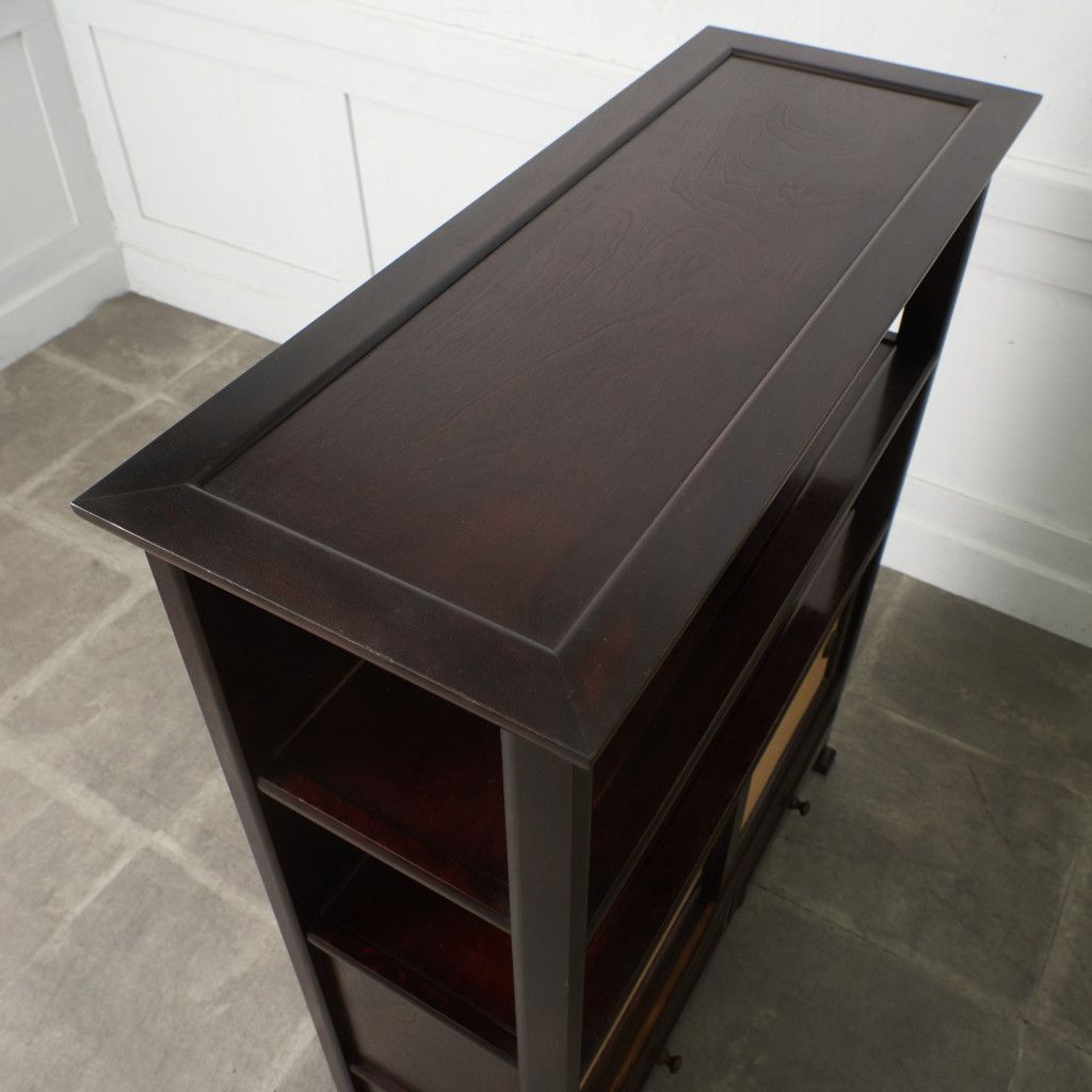 九州民芸家具 くず布張 飾り棚 茶棚 茶箪笥 樺 和家具 天然木 飾棚