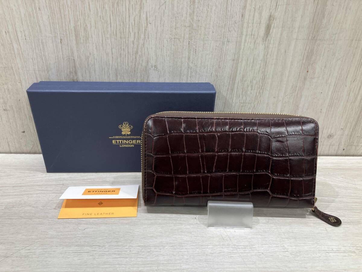 未使用✨エッティンガー レザー　長財布 ラウンドファスナー　 クロコダイル型押し 楽天市場】エッティンガー クロコ 財布の通販
