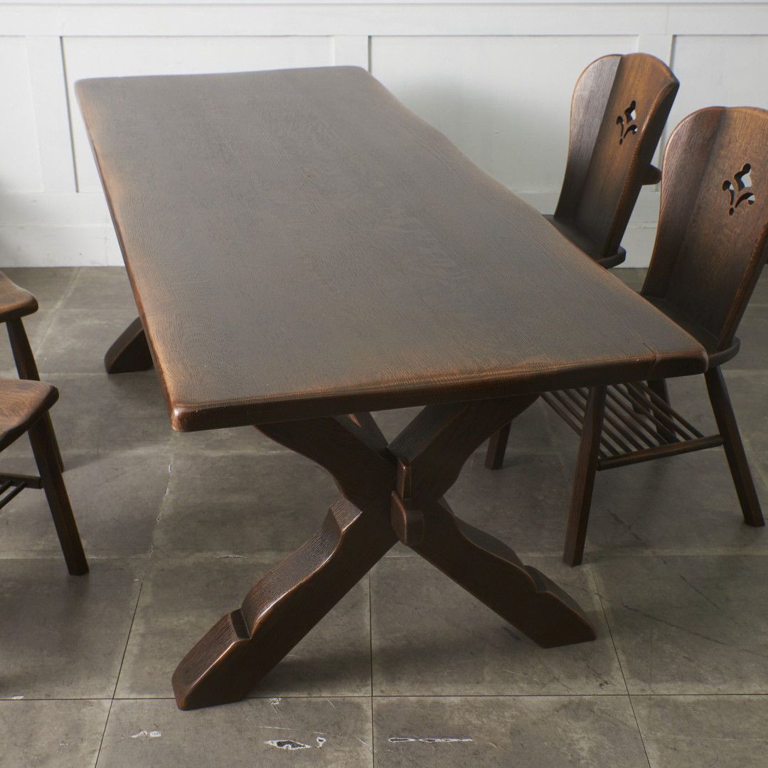 飛騨産業 キツツキ PROVINCIAL タバーンテーブル Xフレーム 無垢材