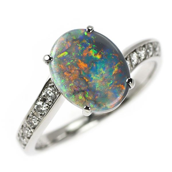 Pt900 ブラックオパール ダイヤモンド リング 1.43ct D0.18ct - メルカリ