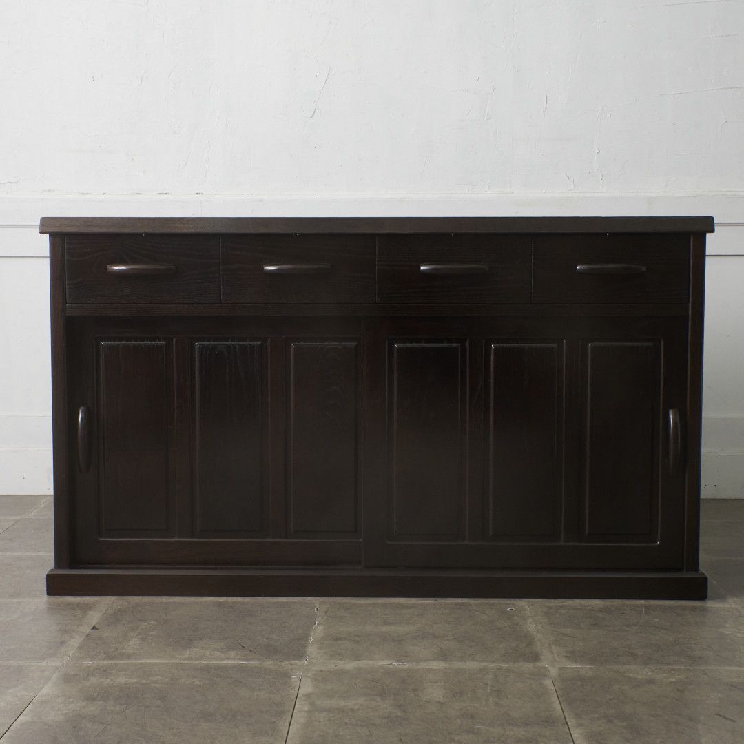 定価74万 博永家具 欅 カウンター 150 サイドボード 鋸目 茶棚 拭き漆