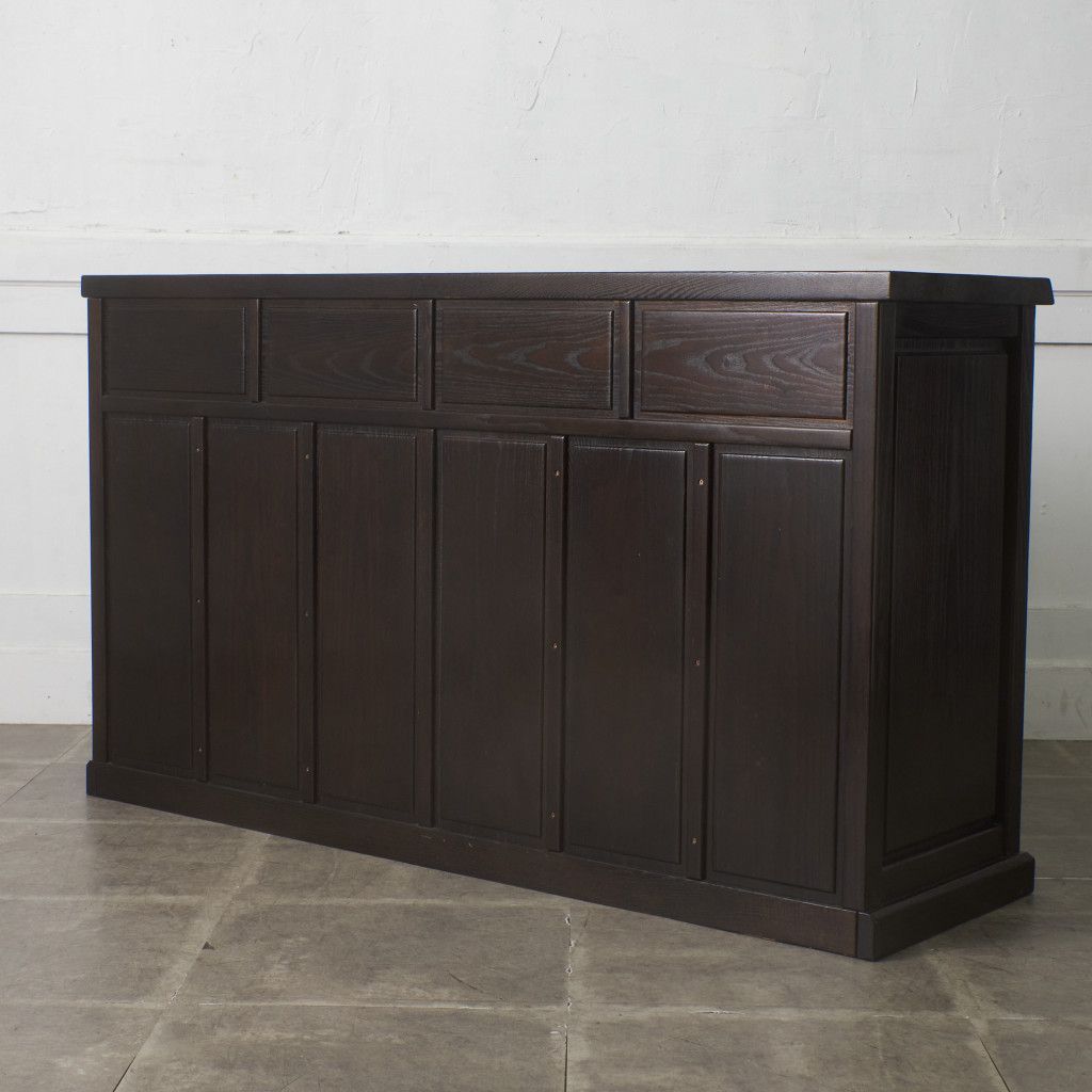 定価74万 博永家具 欅 カウンター 150 サイドボード 鋸目 茶棚 拭き漆