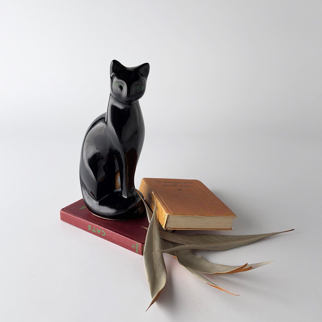 英国 ヴィンテージ 陶器 猫 オブジェ 黒猫 ブラックキャット フィギュ