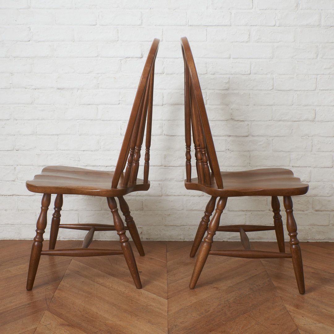 2脚セット 飛驒高山 柏木工 ボウバック チェア オーク 無垢材 楢