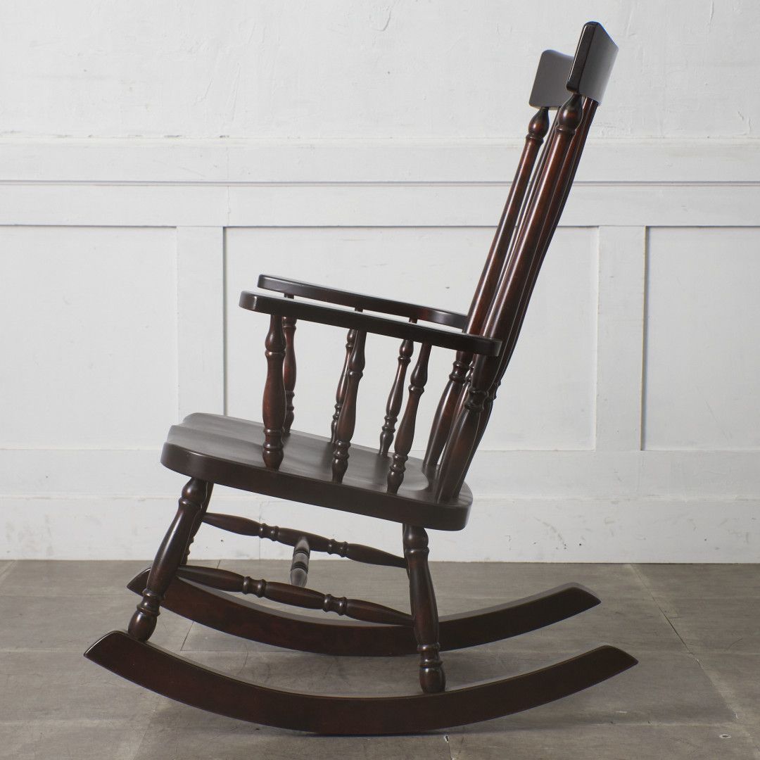 【ヴィンテージ品】北海道民芸家具 ビンテージ 木製 ロッキングチェア ブラウン 定価24万 北海道民芸家具 ウィンザー ロッキングチェア 樺 無垢材