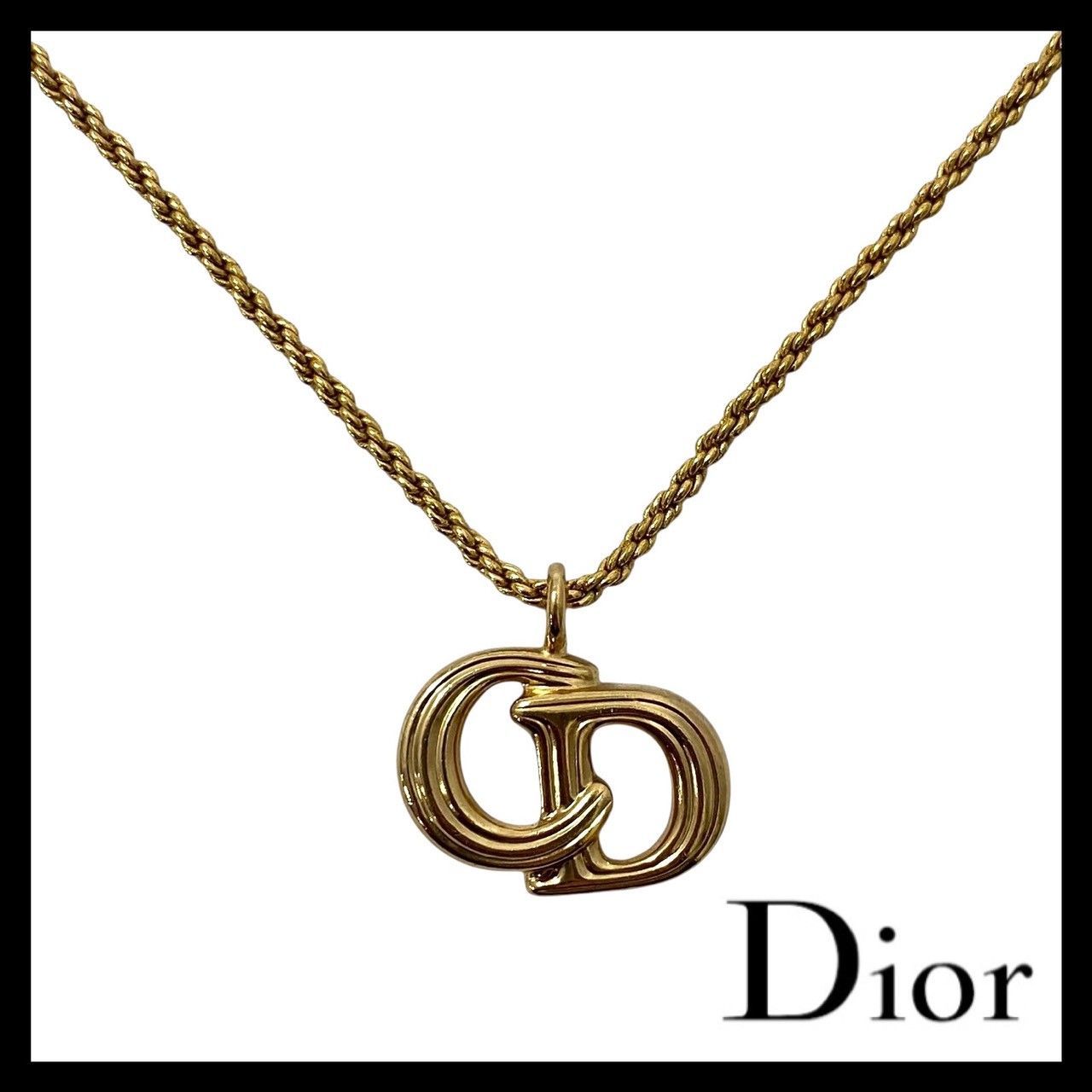 Christian Dior ゴールド ネックレス Dior】CDロゴ ネックレス ゴールド/金カラー ヴィンテージ ペンダント