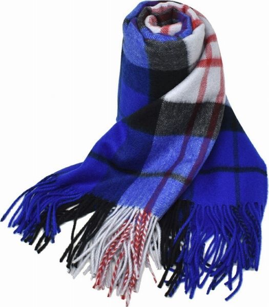 マフラー ジョンストンズ カシミヤ100% スコットランド製 ブルー色