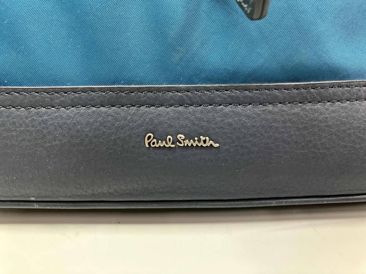 メンズ PAUL SMITH/ポールスミス/トートバッグ/ショルダー欠品/本革/ブルー