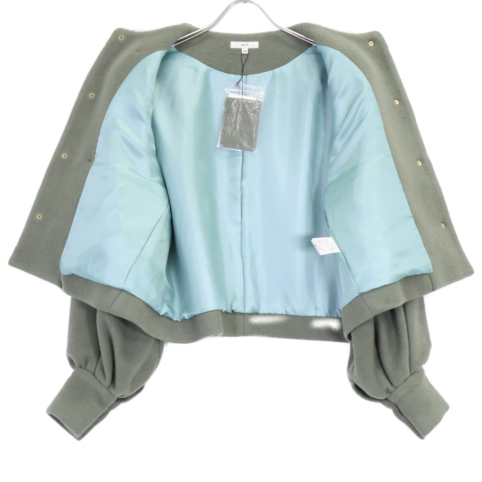 yori ヨリ YR25-23137AW ﾓｽｸﾞﾘｰﾝ ｳｰﾙ混 ｴｱﾘｰﾊﾟﾌｼｮｰﾄｺｰﾄ 36 - メルカリ 