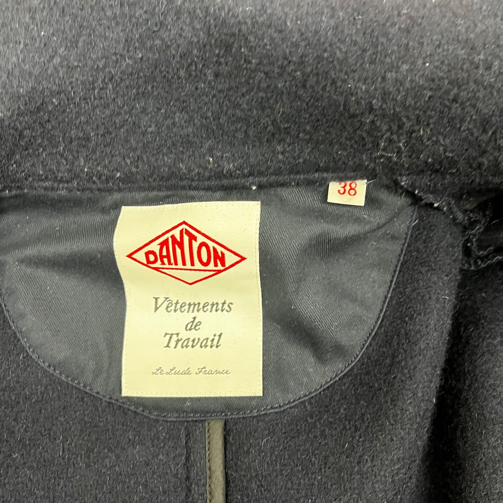 美品★DANTON ダントン ウールモッサ ジャケット くるみボタン ロゴ刺繍 Danton（ダントン） ウールモッサジャケット 胡桃ボタン クルミ