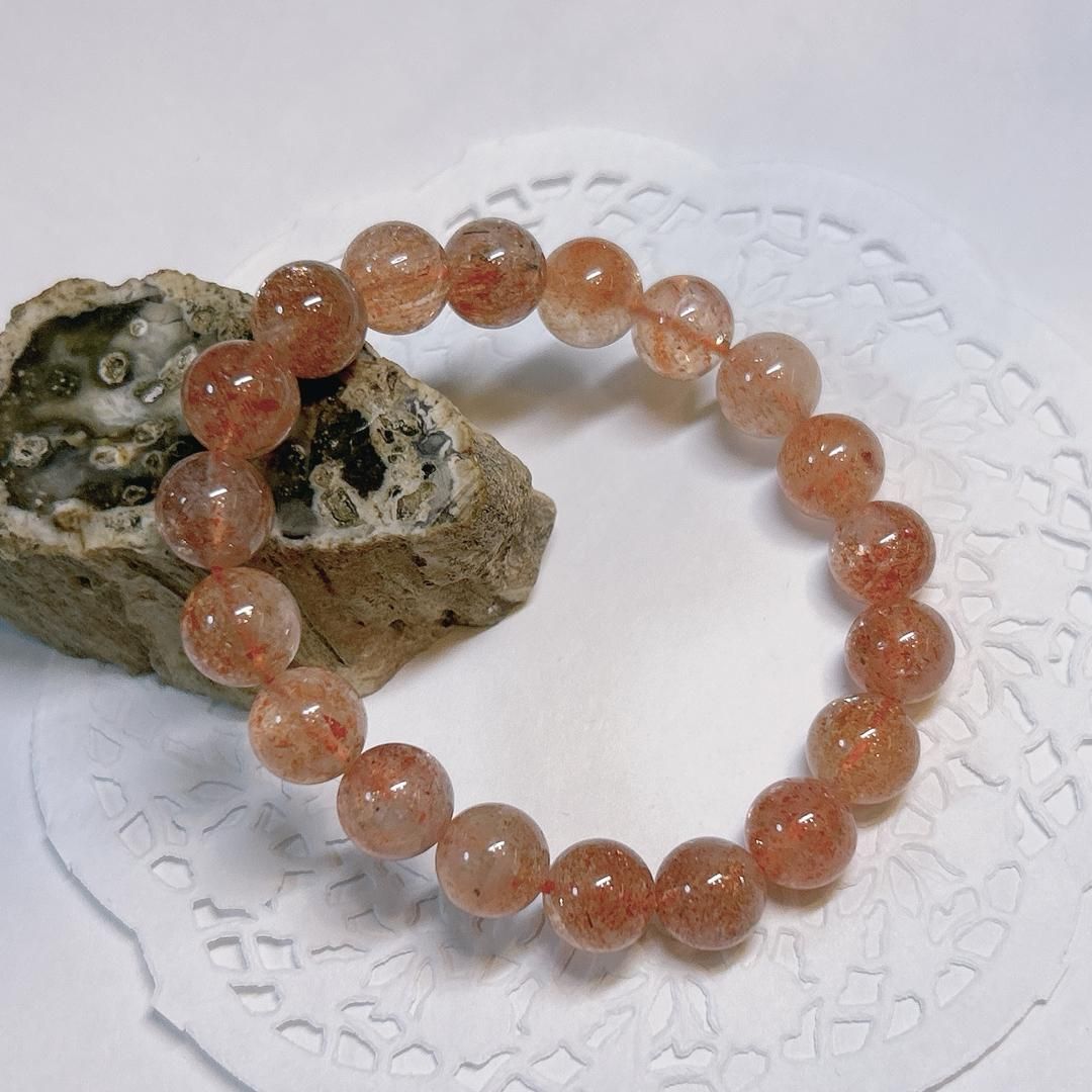 E17807 ラズベリーサンストーン 10㎜ ブレスレット Raspberry Sun Stone ガラスオブジェ 置物 インテリア小物