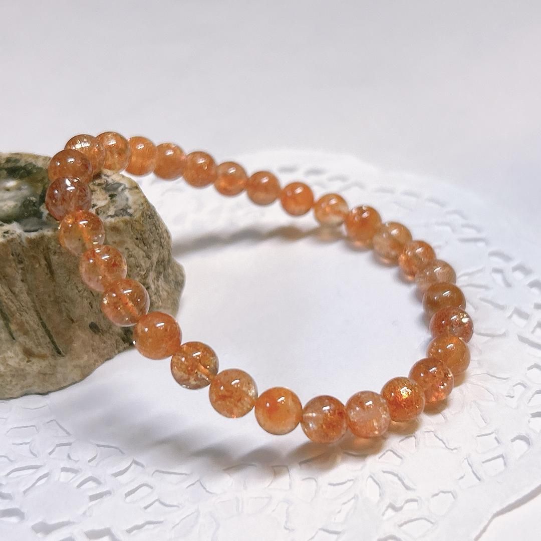 E17808 ラズベリーサンストーン 7㎜ ブレスレット Raspberry Sun Stone