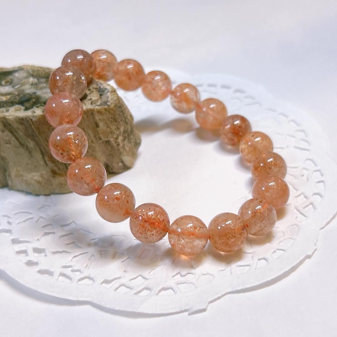 E17807 ラズベリーサンストーン 10㎜ ブレスレット Raspberry Sun Stone