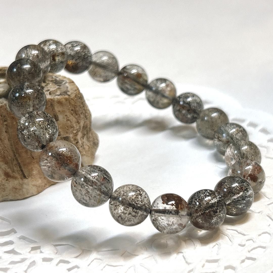 E17804 ブラックスーパーセブン 10㎜ ブレスレット アメシスト レピドクロサイト ルチルクォーツ ゲーサイト カコクセナイト スモーキークォーツ Black super seven