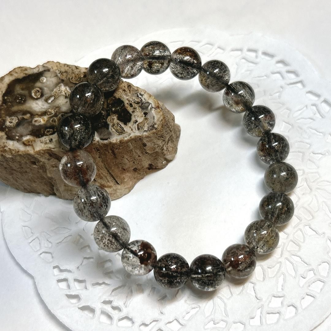  E17804 ブラックスーパーセブン 10㎜ ブレスレット アメシスト レピドクロサイト ルチルクォーツ ゲーサイト カコクセナイト スモーキークォーツ Black super seven 写真立て 置物 インテリア小物