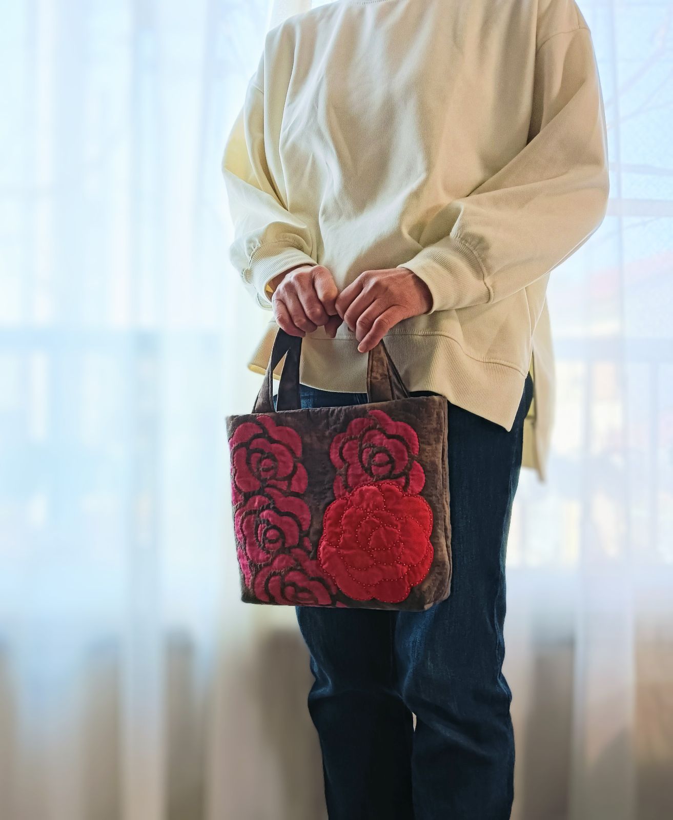 ハワイアンキルト トートバッグ ロケラニ ブラウン - メルカリ