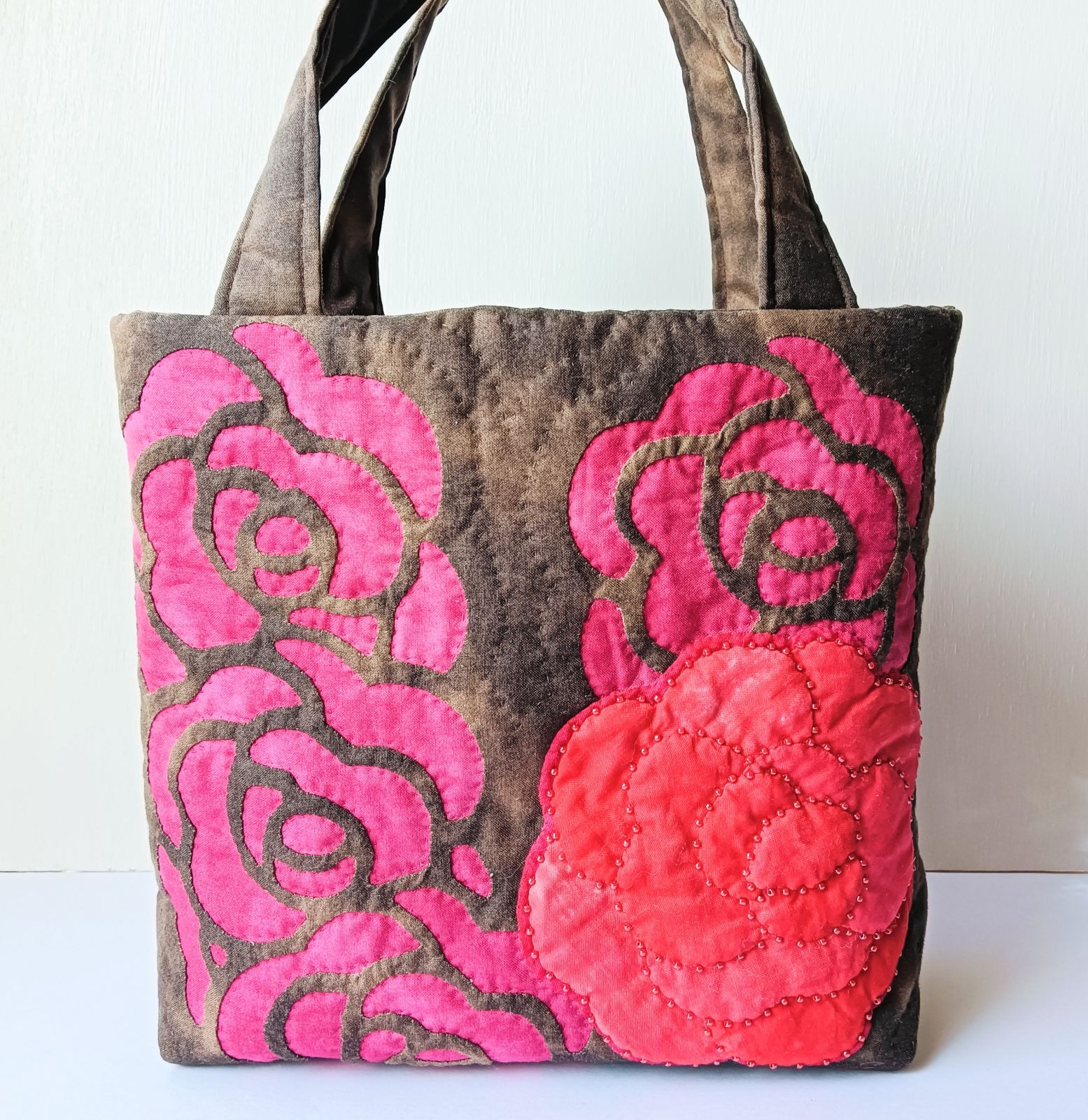 ハワイアンキルト トートバッグ ロケラニ ブラウン - メルカリ