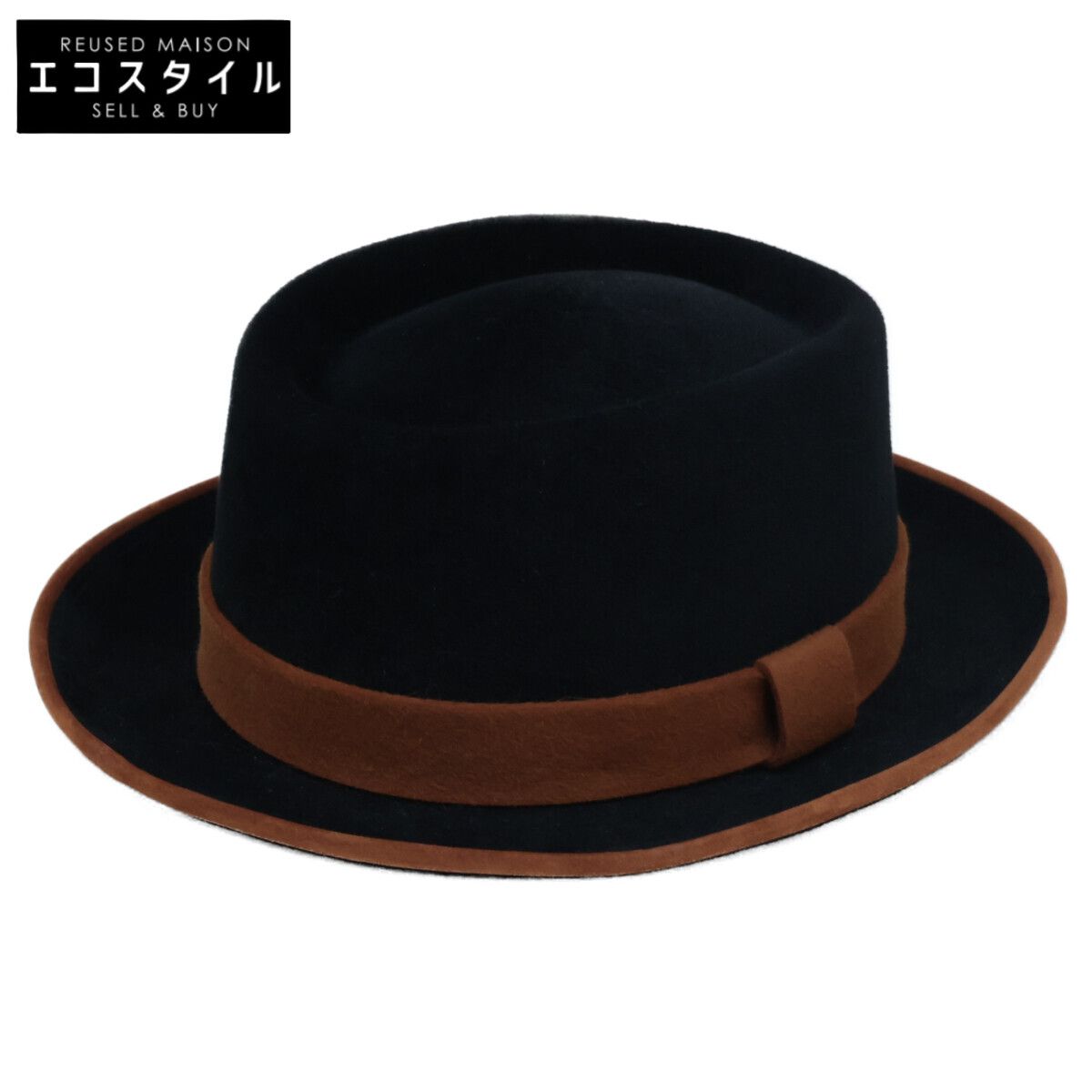 【新品未使用】HERMES フェルトハット 黒 HERMES エルメス 【新品同様/国内正規】ウール フェルト ハット/ 59