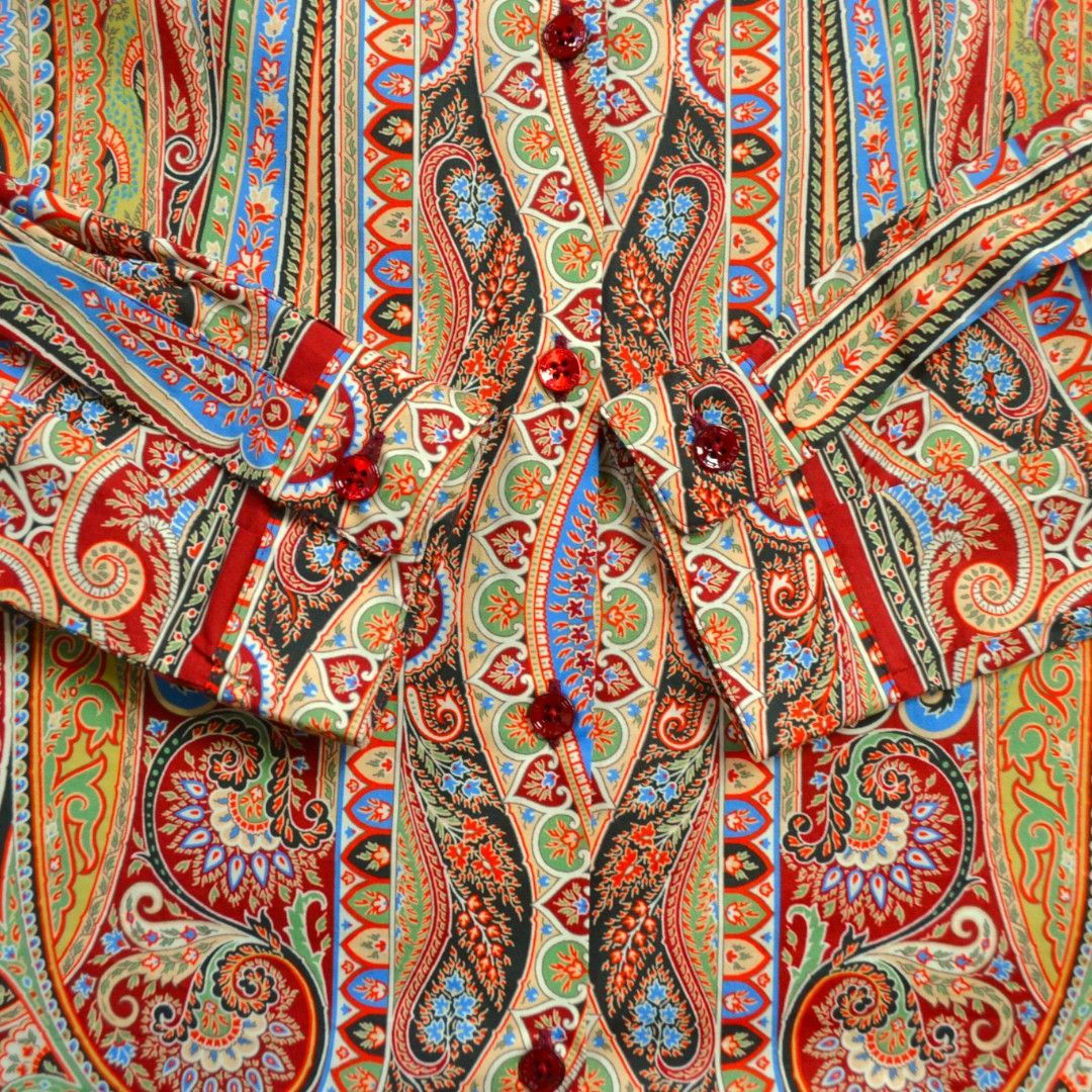 極美品】ETROエトロ イタリア製 ペイズリー柄総柄ストレッチコットン