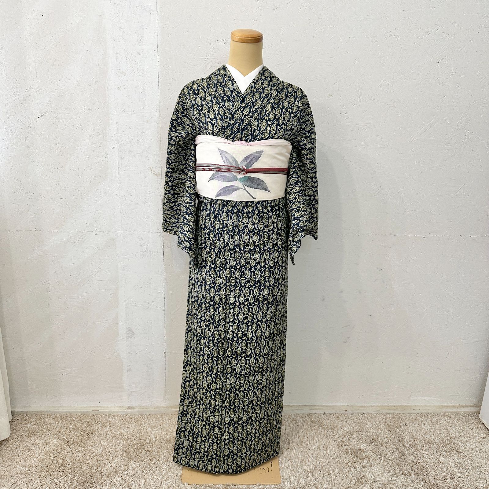 ウール着物 初心者セット ウール着物・名古屋帯・帯締め 帯揚げセット 