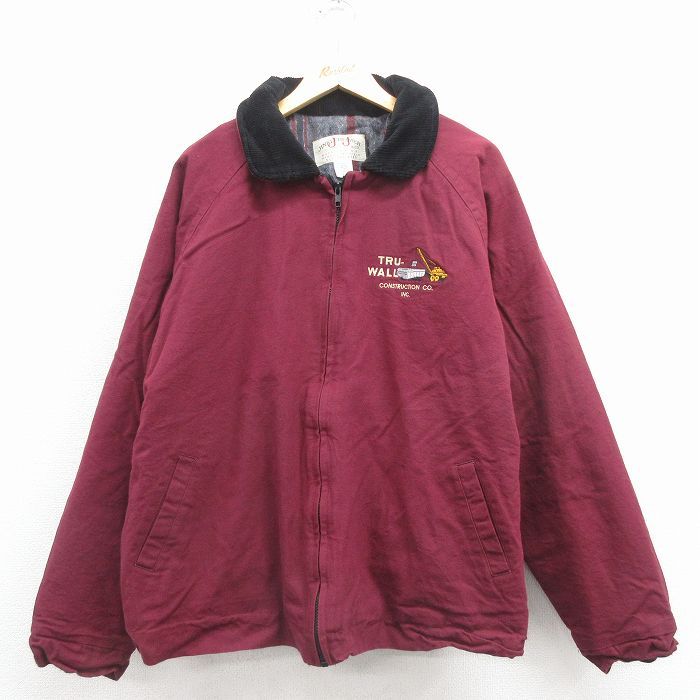 XL/古着 長袖 ジャケット メンズ 90年代 90s クレーン車 ダック地