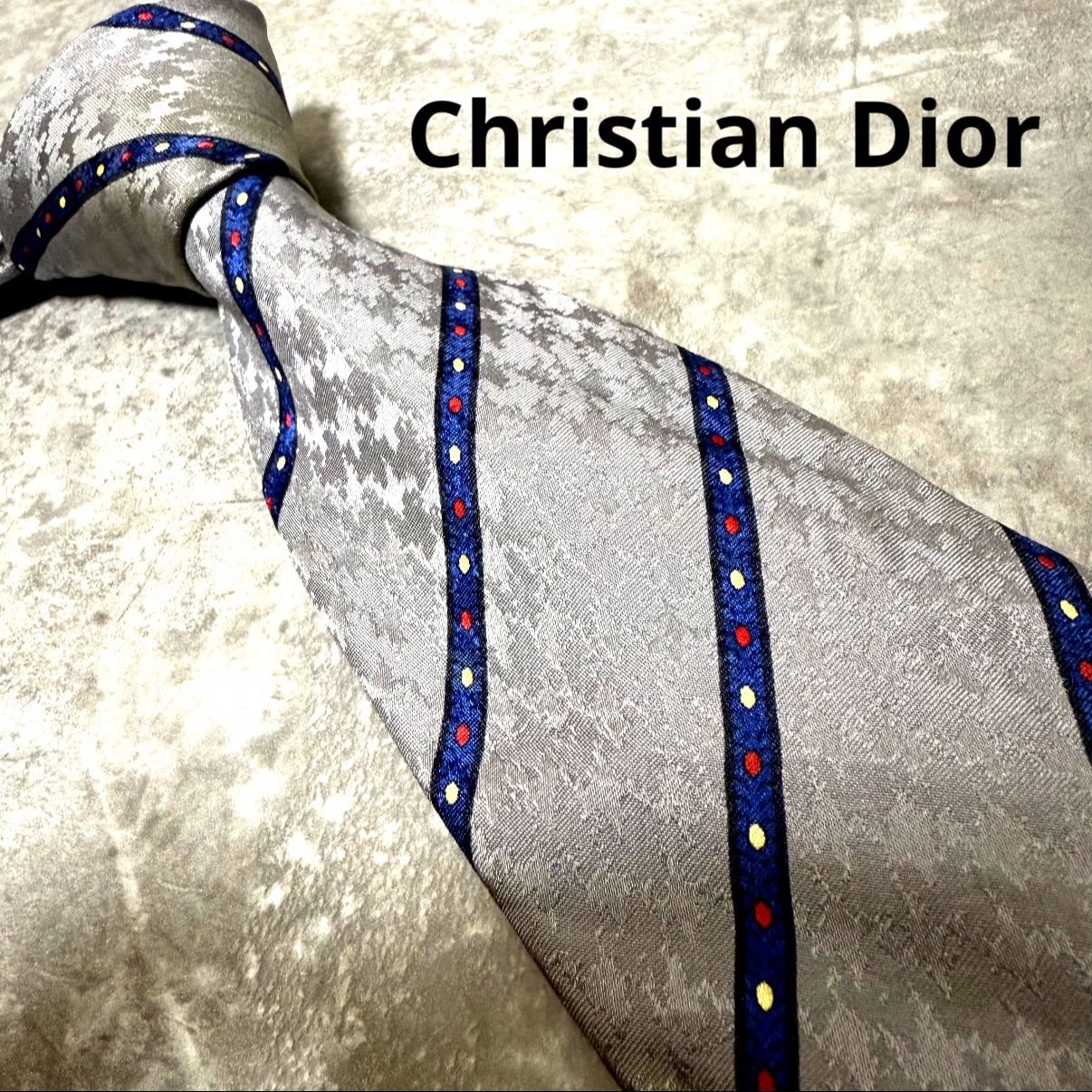Christian Dior クリスチャンディオール ネクタイ シルバー ストライプ