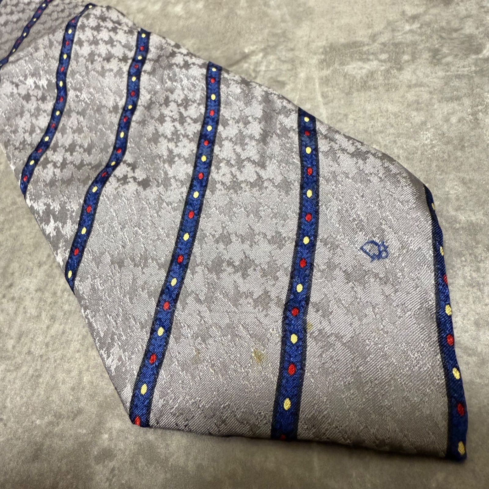 Christian Dior クリスチャンディオール ネクタイ シルバー ストライプ