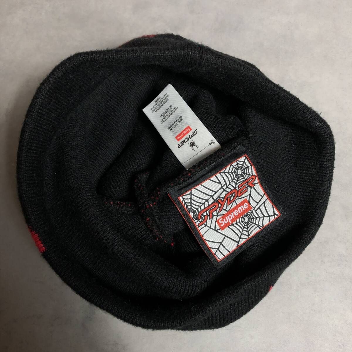 PQ104◇Supreme : Spyder Beanie◇黒/赤 シュプリーム スパイダー