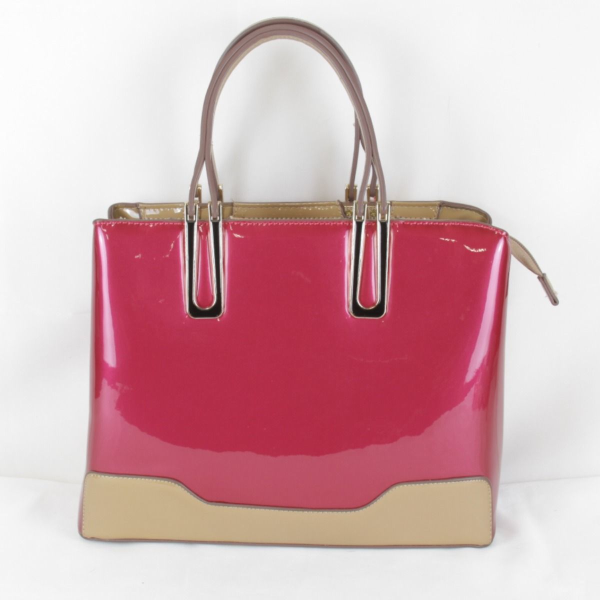 美品『USED』 2way ストラップ付 ハンドバッグ レザー/PVC レッド系