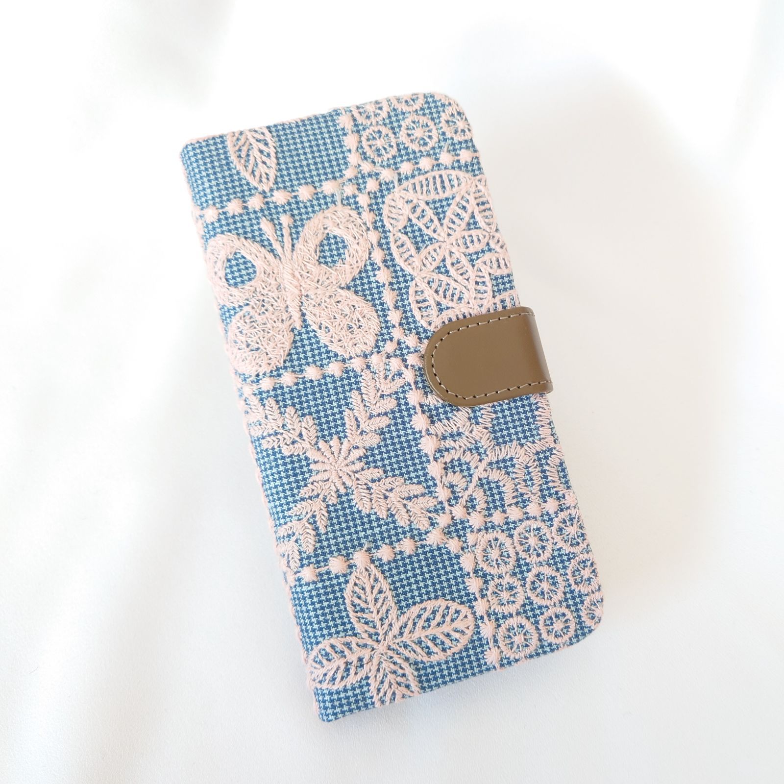 ✿1/27完成 harumade様確認用 手帳型スマホケース forest tile ブルー