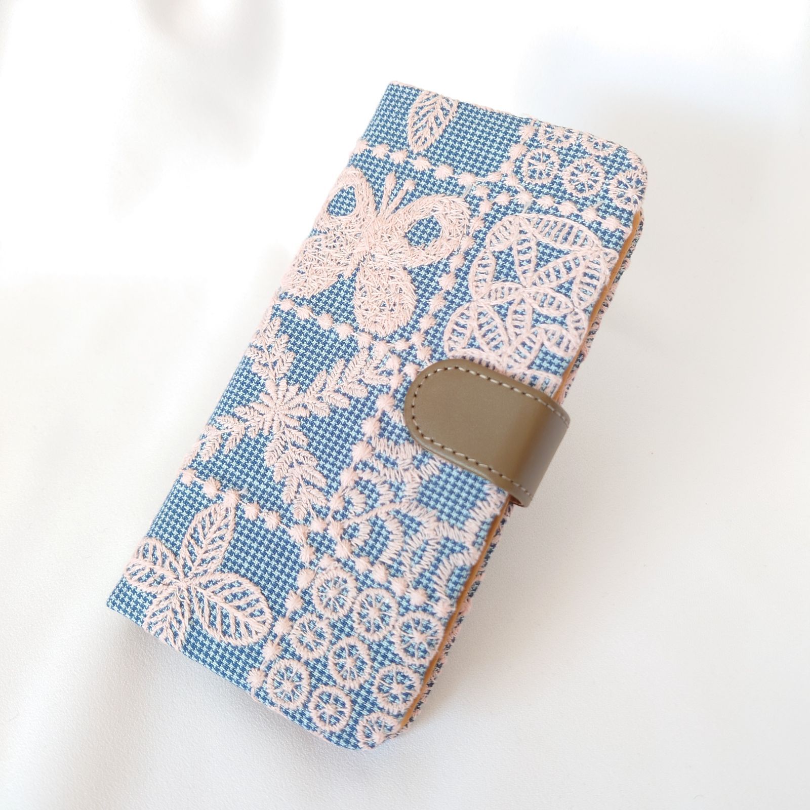 ✿1/27完成 harumade様確認用 手帳型スマホケース forest tile ブルー