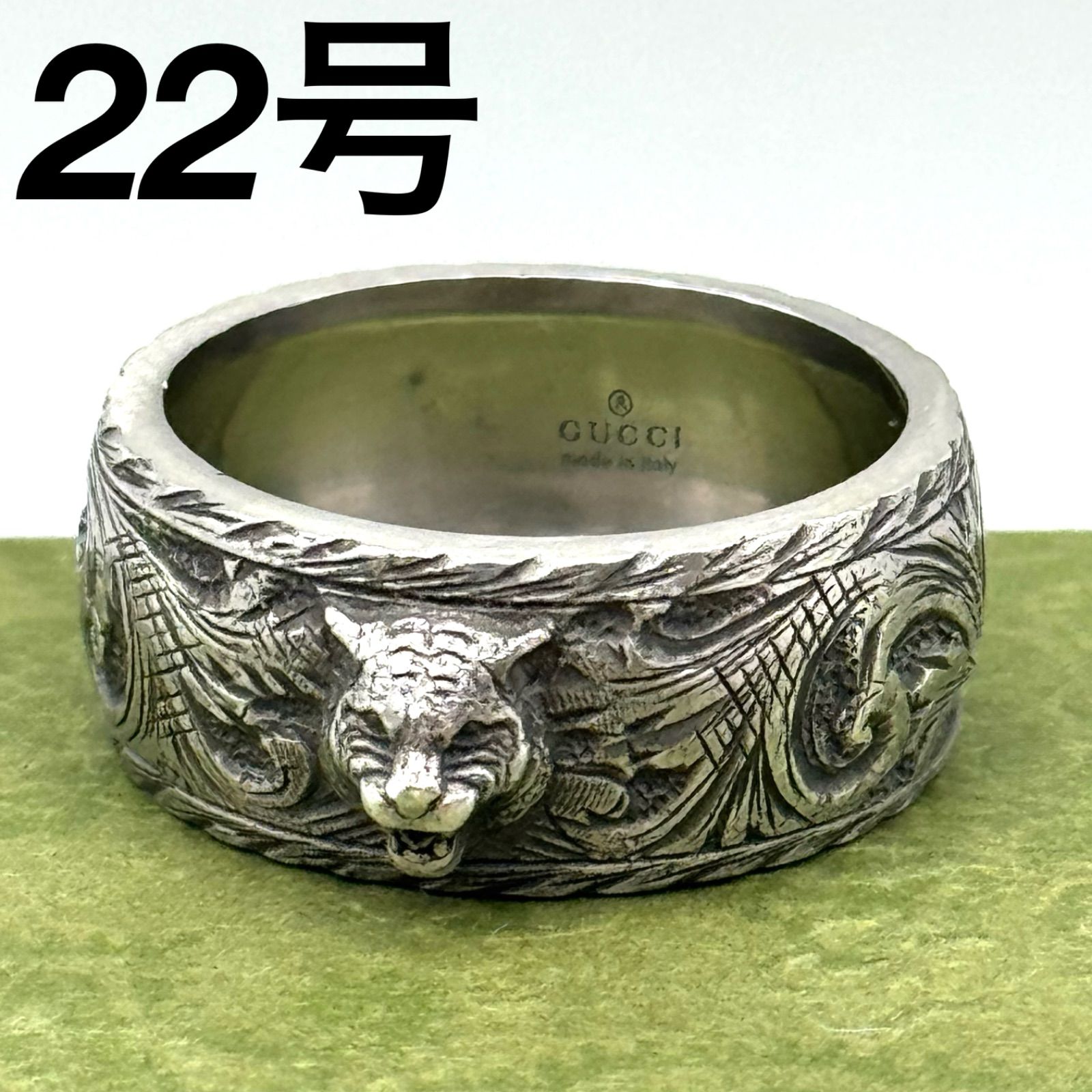 22号】グッチ タイガーヘッド ガーデン アラベスク リング 指輪 1-68