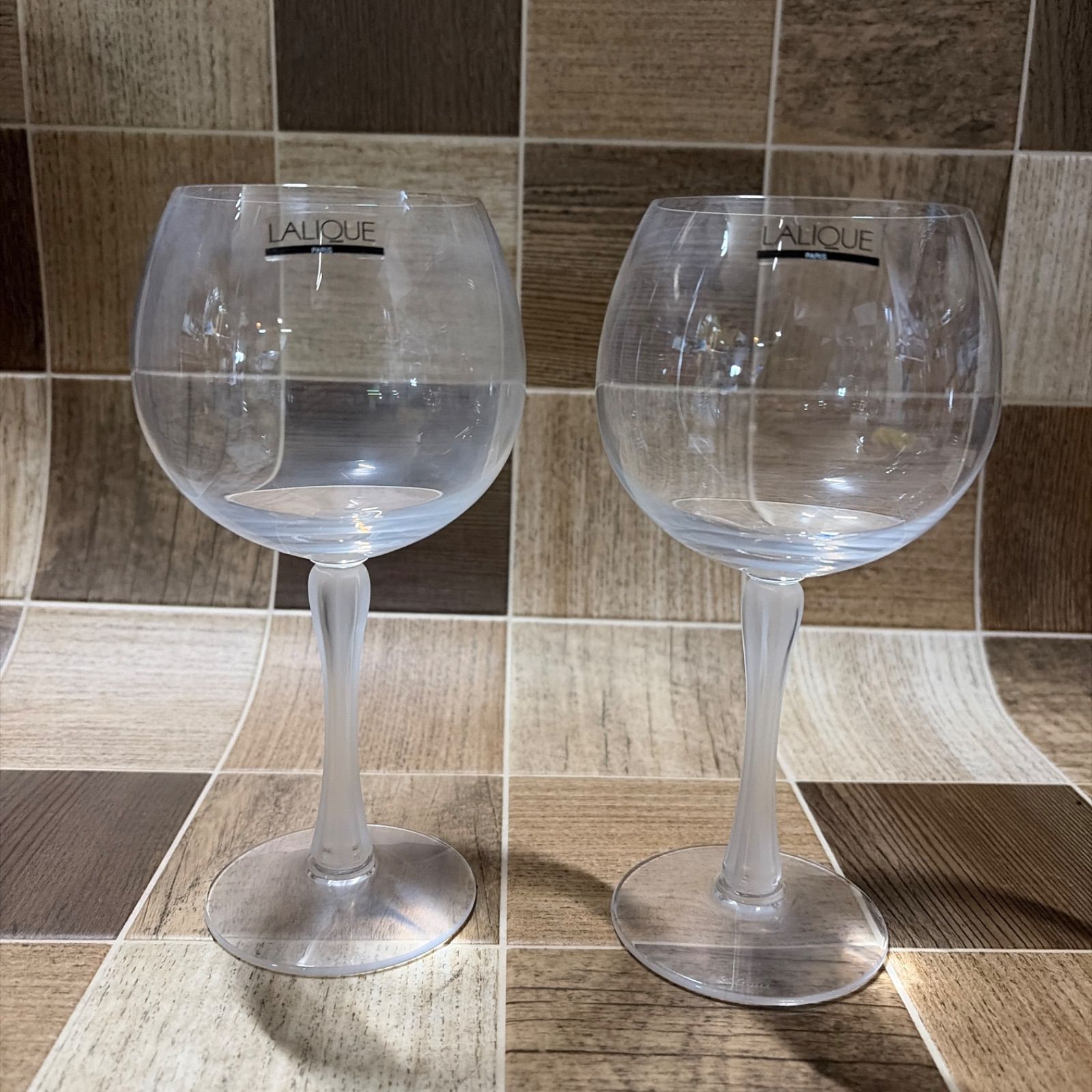 展示♥品 LALIQUE ラリック ワイングラス ペア 2客 クリスタルガラス
