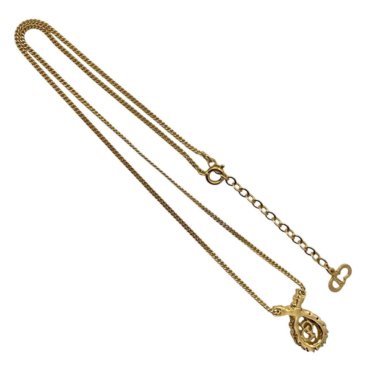 Dior】CDロゴ ネックレス ゴールド/金 カラー ラインストーン