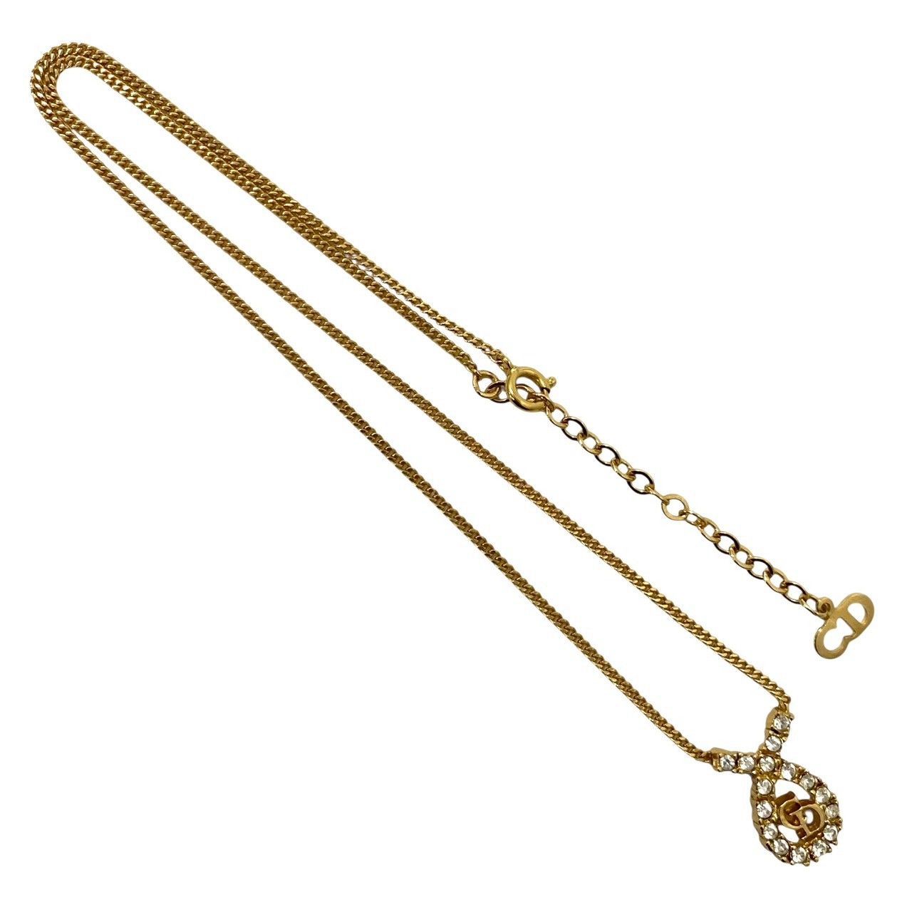 Dior】CDロゴ ネックレス ゴールド/金 カラー ラインストーン