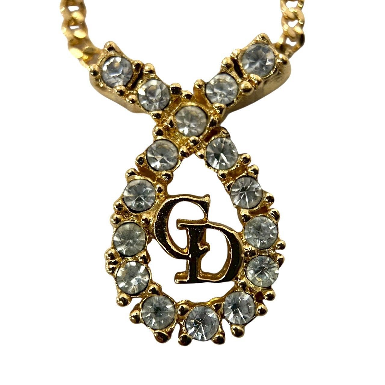 Dior】CDロゴ ネックレス ゴールド/金 カラー ラインストーン