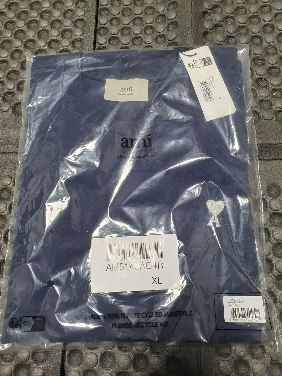 アミ スモール ハート ロゴ 半袖 ネイビー XL