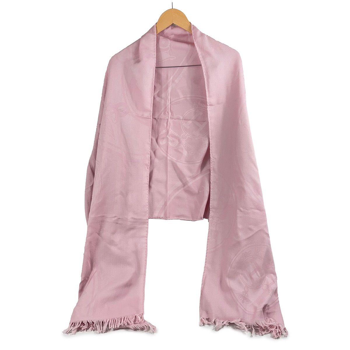 HERMES】 エルメス ニューリブリス ストール カシミヤ シルク ローズ