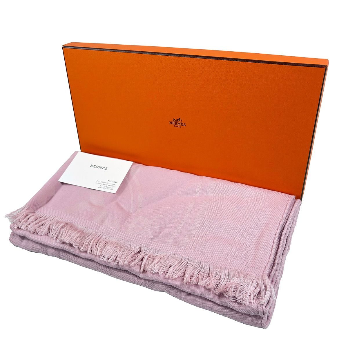 HERMES】 エルメス ニューリブリス ストール カシミヤ シルク ローズ 