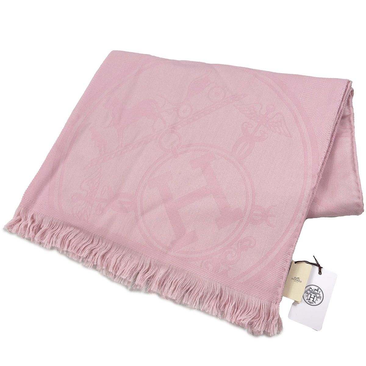 エルメス　ニューリブリス　ピンク HERMES】 エルメス ニューリブリス ストール カシミヤ シルク ローズ