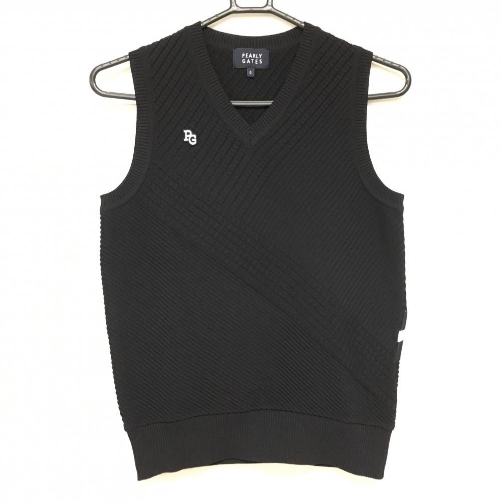 超美品】パーリーゲイツ ニットベスト ネイビー バックロゴ コットン混