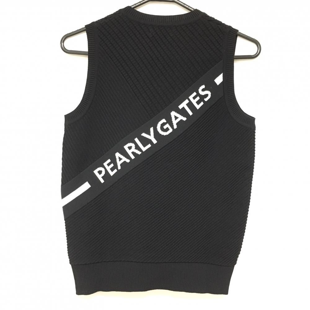 超美品】パーリーゲイツ ニットベスト ネイビー バックロゴ コットン混