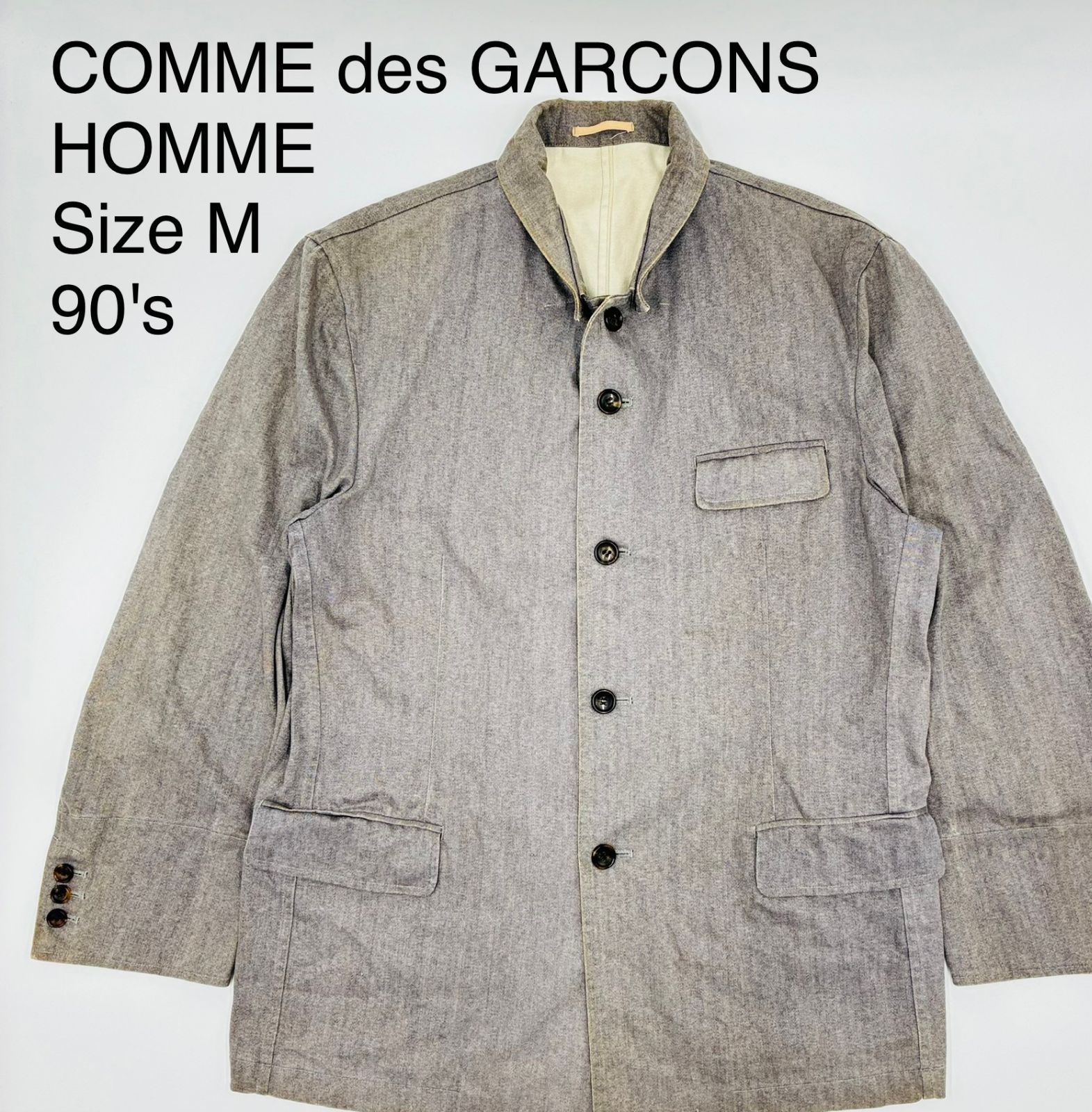 AD1998 COMME des GARCONS HOMME Charcoal Grey Cotton Shirt Jacket M