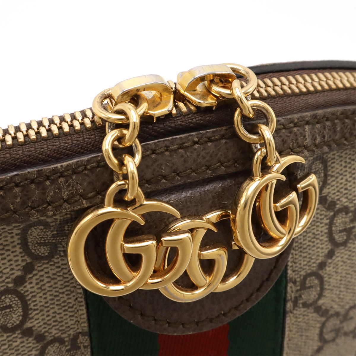 GUCCI グッチ オフィディア スモール ショルダーバッグ GGスプリーム シェリーライン ポシェット 斜め掛け PVC ベージュ モカブラウン 499621 GUCCI - GUCCI グッチ オフィディア スモール ショルダーバッグ GG