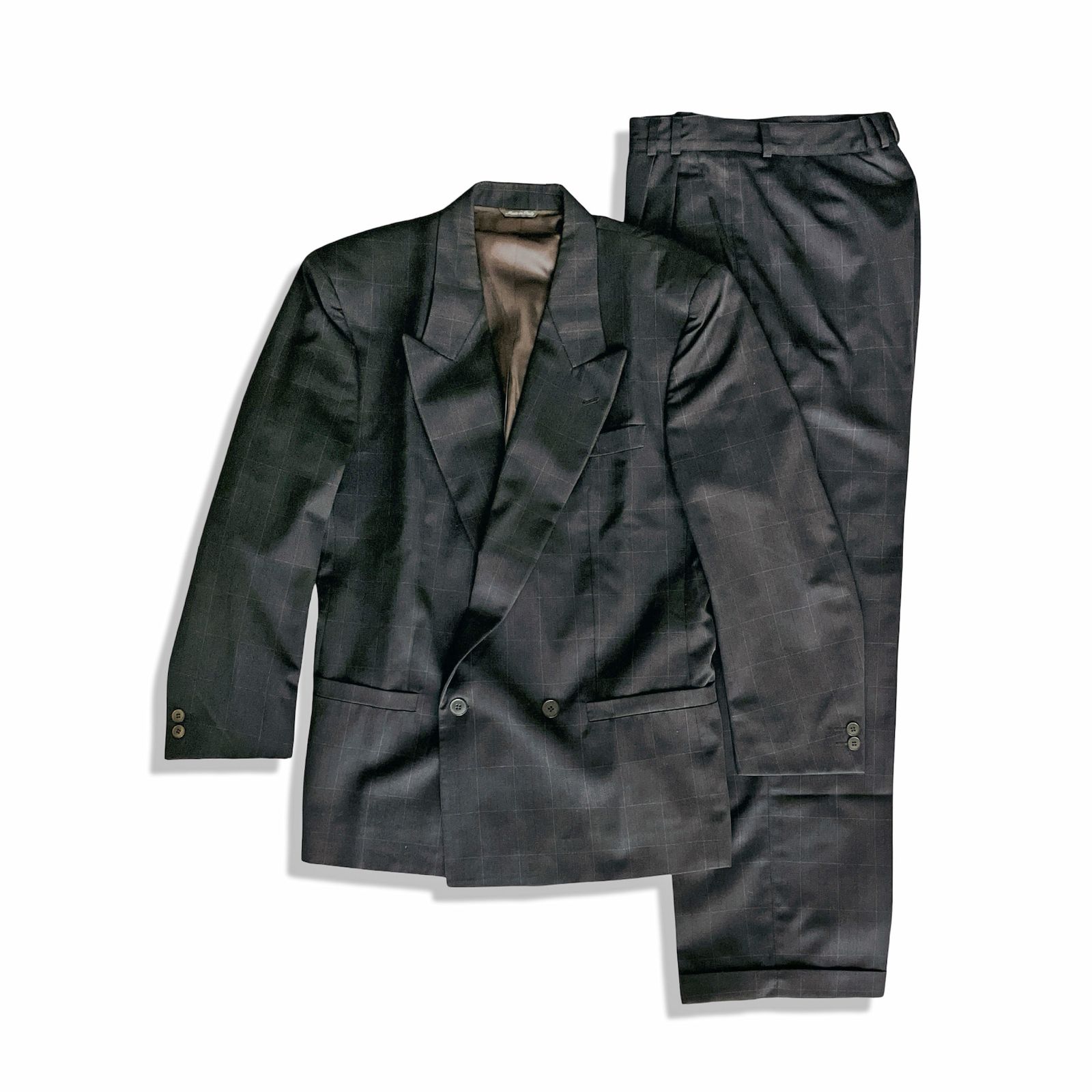 istante イスタンテ グラフチェック柄 ダブルブレスト ジャケット スーツ size 48 ダークネイビー メンズ istante イスタンテ グラフチェック柄 ダブルブレスト ジャケット