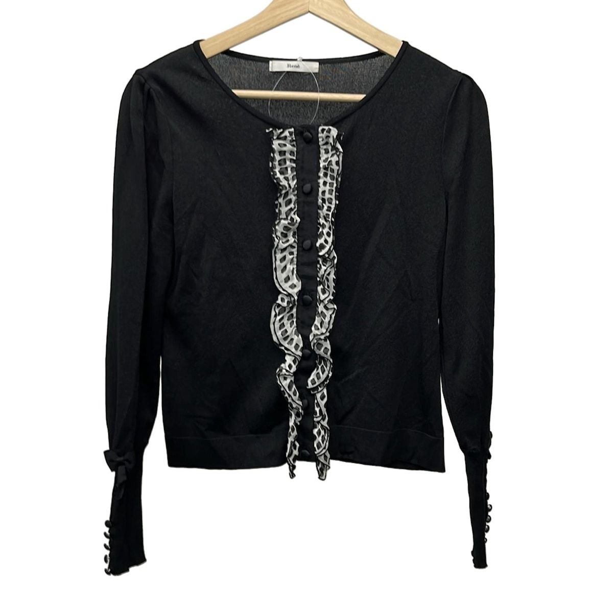 Rene ルネ カーディガン 38 Rene(ルネ) カーディガン サイズ38 M レディース美品 - 黒×白×グレー