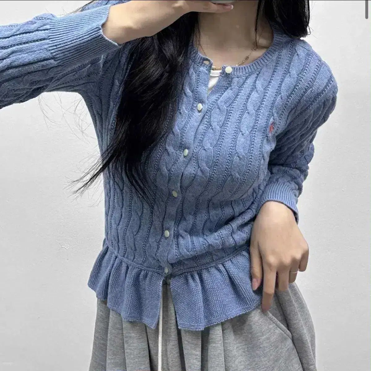 ポロラルフローレン ニットカーディガン ブルーS - メルカリ